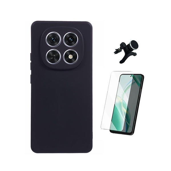 Kit Vidro Temperado Cleargorilasglass + Capa Proteção Silicone +  Suporte Reforçado de Carro GIFT4ME Para Xiaomi Redmi Note 15 5G - Preto