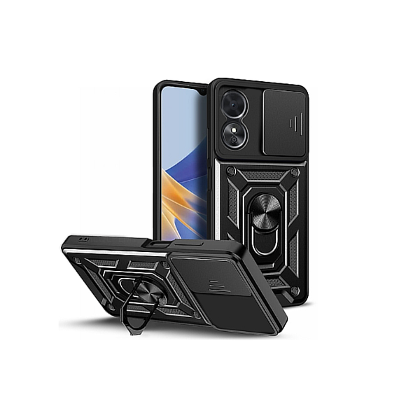 Capa de Proteção Militar Magnética Janela Deslizante para Oppo A98 5G - Preto