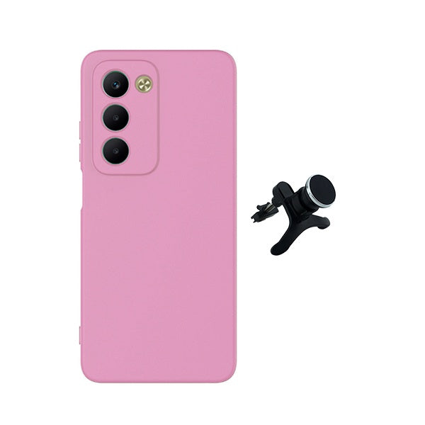 Kit Suporte Magnético Com Pernas + Capa Proteção Silicone GIFT4ME Para Xiaomi Redmi 15 4G - Rosa