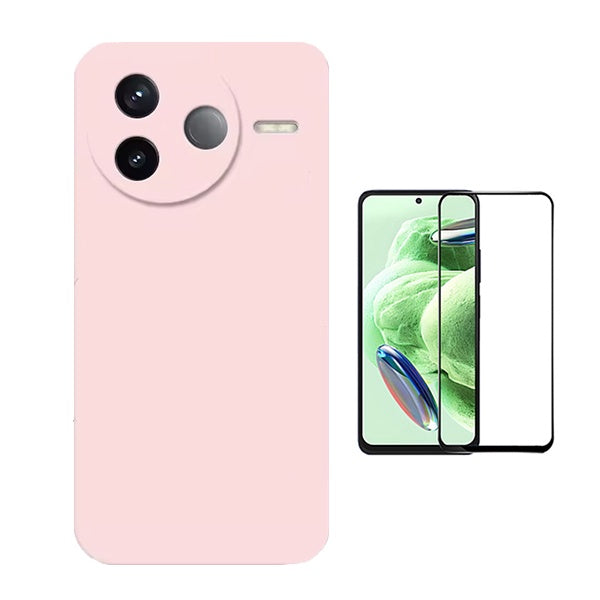 Kit Película de Vidro Temperado Gorilasglass + Capa Proteção Silicone GIFT4ME Para Xiaomi Poco F7 Pro - Rosa