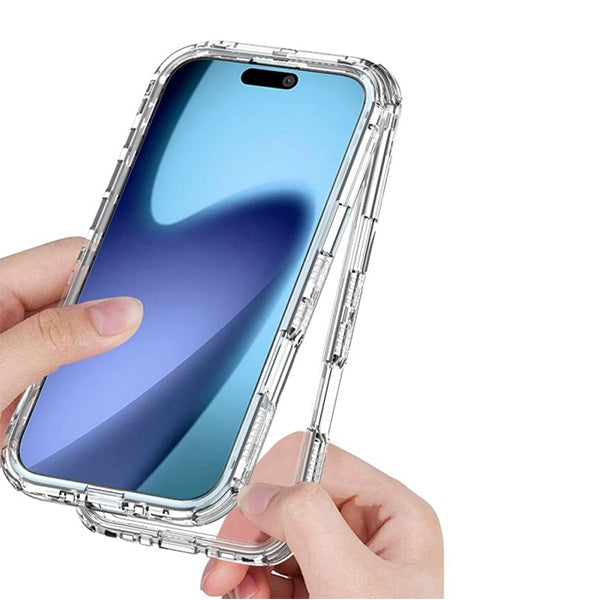 Kit Capa 360° Proteção Frente e Verso + 1 Handholder + 1 Suporte Handholder Preto GIFT4ME Para Apple iPhone 17 Air - Transparente/Preto
