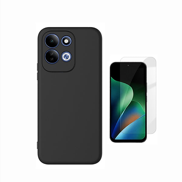 Kit Vidro Temperado Cleargorilasglass + Capa Proteção Silicone GIFT4ME Para Xiaomi Redmi 17 4G - Preto