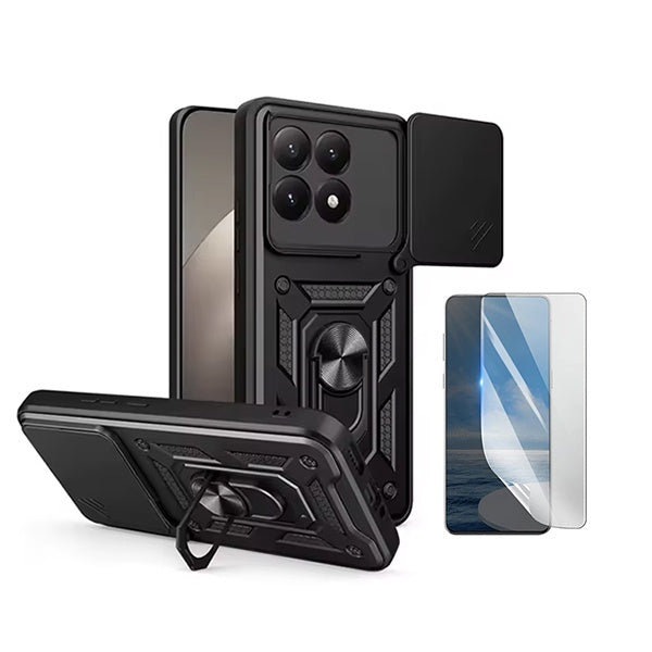 Kit Película Protectora de Hydrogel Frente + Capa de Proteção Militar Magnética Janela GIFT4ME Para Xiaomi 15T 5G - Preto