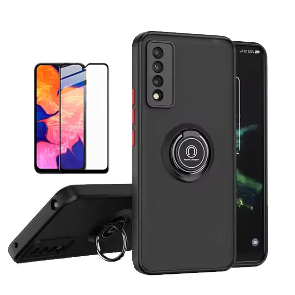 Kit Capa Anti-Impacto Clear com Anel + Vidro Temperado Gorilaglass GIFT4ME Para Samsung Galaxy A70 - Transparente/Preto