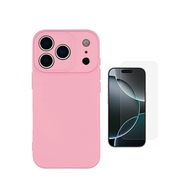 Kit Vidro Temperado Cleargorilasglass + Capa Proteção Silicone GIFT4ME Para Apple iPhone 18 Pro - Rosa