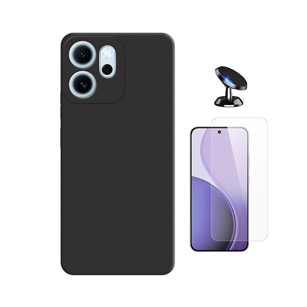 Kit Vidro Temperado Cleargorilasglass + Capa Proteção Silicone + Suporte de Carro GIFT4ME Para Oppo Reno14 FS 5G - Preto