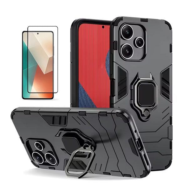 Kit Película de Vidro Temperado Gorilasglass + Capa de Proteção Militar Magnética Gift4Me Para Xiaomi Redmi Note 14 - Preto