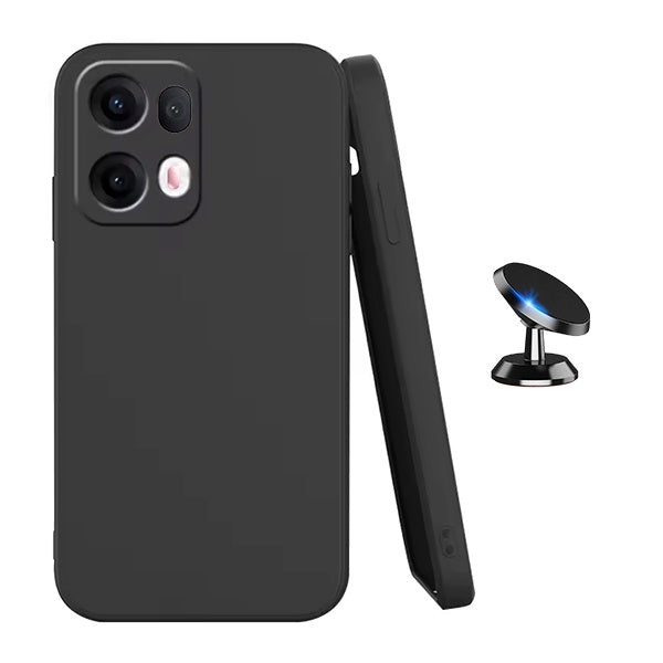 Kit Suporte Magnético + Capa Proteção Silicone GIFT4ME Para Oppo Reno13 Pro - Preto