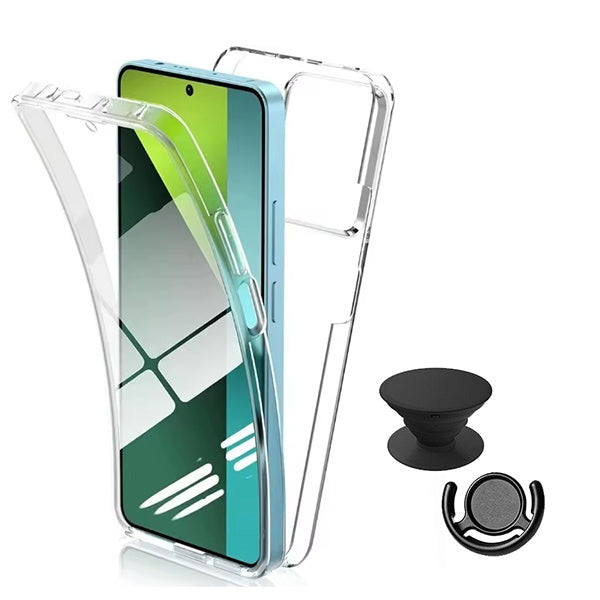 Kit Capa 360° Proteção Frente e Verso + 1 Handholder + 1 Suporte Handholder Preto GIFT4ME Para Xiaomi 15 - Transparente/Preto