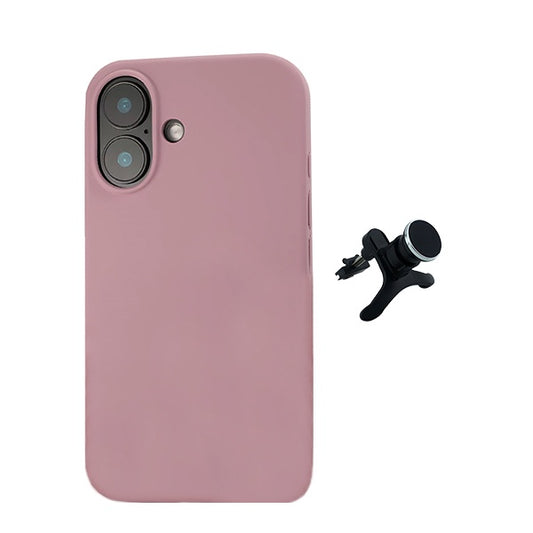 Kit Suporte Magnético Com Pernas + Capa Proteção Traseira Silicone GIFT4ME Compativel Com Apple iPhone 16 - Rosa