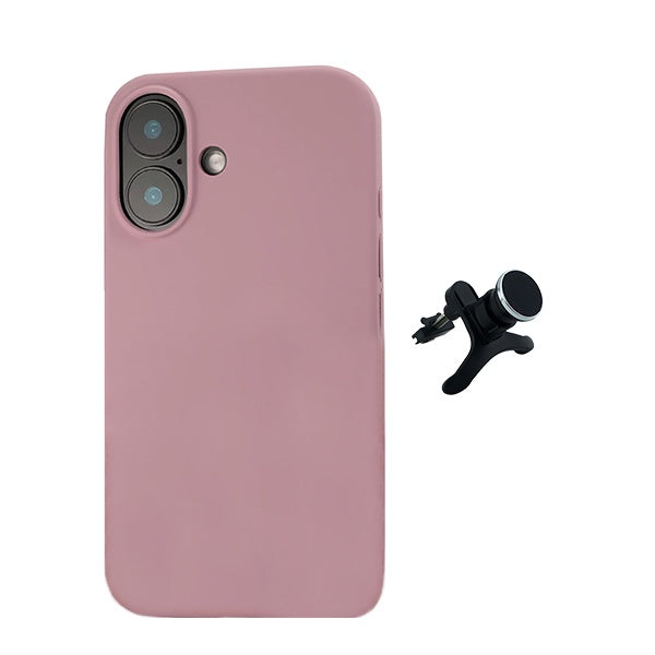 Kit Suporte Magnético Com Pernas + Capa Proteção Traseira Silicone GIFT4ME Compativel Com Apple iPhone 16 Plus - Rosa