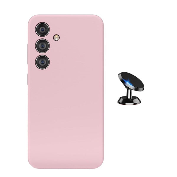 Kit Suporte Magnético + Capa Proteção Silicone Gift4Me Para Samsung Galaxy S24 FE - Rosa