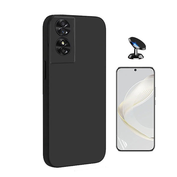 Kit Película Protectora de Hydrogel Frente + Capa Proteção Silicone + Suporte Magnético Gift4Me Para TCL 50 SE - Preto