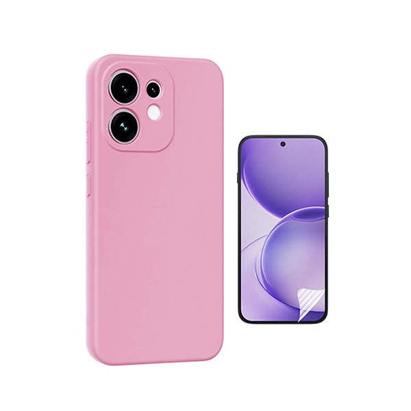 Kit Película Protectora de Hydrogel Frente + Capa Proteção Silicone GIFT4ME Para Oppo Reno16 - Rosa