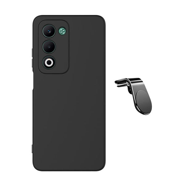 Kit Suporte de Carro Magnético L + Capa Proteção Silicone GIFT4ME Para Oppo A5 4G - Preto