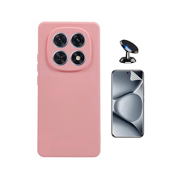 Kit Película Protectora de Hydrogel Frente + Capa Proteção Silicone + Suporte Magnético GIFT4ME Para Xiaomi Redmi Note 15 5G - Rosa