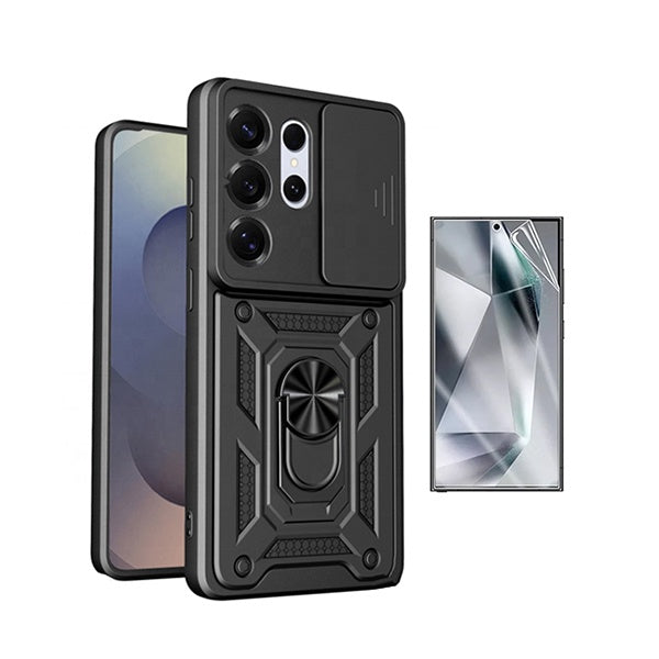 Kit Película Protectora de Hydrogel Frente + Capa de Proteção Militar Magnética Janela GIFT4ME Para Samsung Galaxy S26 Ultra - Preto