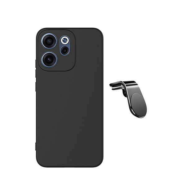 Kit Suporte de Carro Magnético L + Capa Proteção Silicone GIFT4ME Para Oppo Reno15 F - Preto