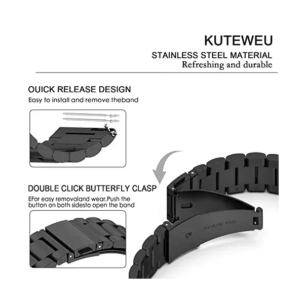 Bracelete de Aço + Ferramenta GIFT4ME Para Samsung Galaxy Watch Ultra (2025) - 47mm LTE  - Preto