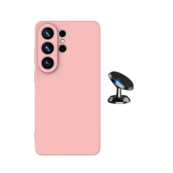 Kit Suporte Magnético + Capa Proteção Silicone GIFT4ME Para Samsung Galaxy S26 Ultra - Rosa