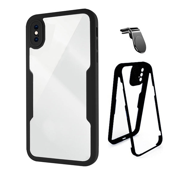 Kit Capa 360° Proteção Frente e Verso + Suporte Magnético L Gift4Me Para Apple iPhone XS Max  - Preto