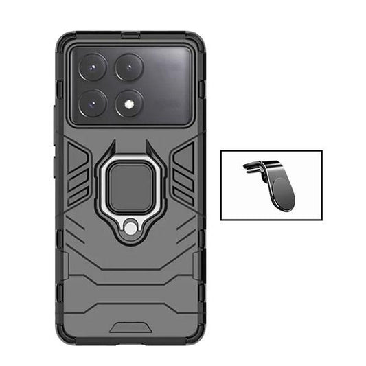 Kit Suporte de Carro Magnético L + Capa de Proteção Militar Magnética GIFT4ME para Xiaomi Poco X6 Pro - Preto