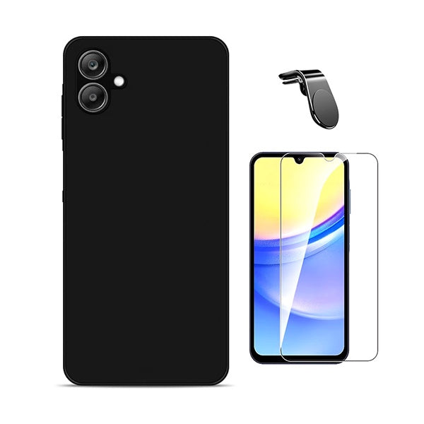 Kit Vidro Temperado Cleargorilasglass + Capa Proteção Silicone + Suporte Magnético L GIFT4ME Para Samsung Galaxy A07 - Preto