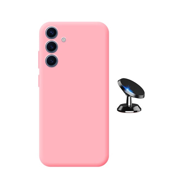 Kit Suporte Magnético + Capa Proteção Silicone GIFT4ME Para Samsung Galaxy S25 FE - Rosa