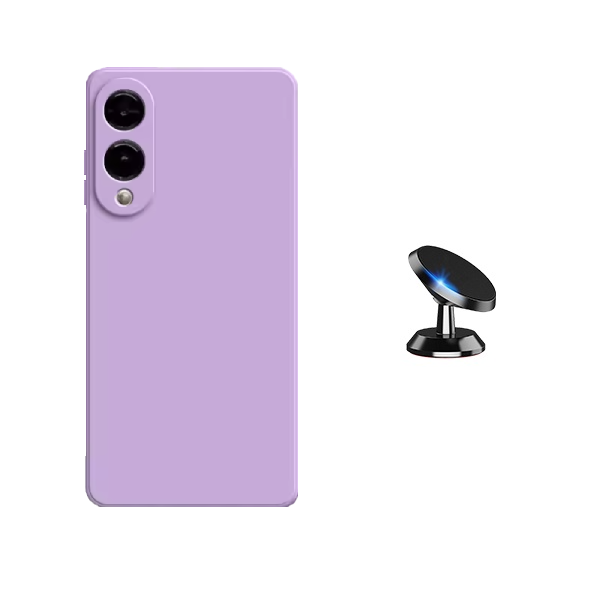 Kit Suporte Magnético + Capa Proteção Silicone Gift4Me Para Samsung Galaxy S25 Edge - Roxo