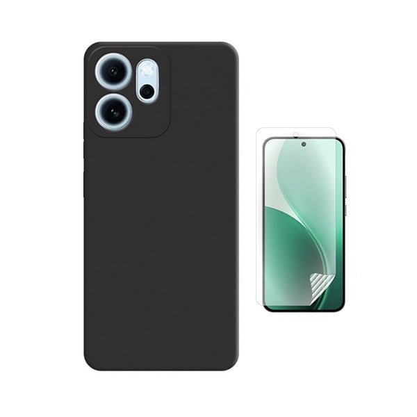 Kit Película Protectora de Hydrogel Frente + Capa Proteção Silicone GIFT4ME Para Oppo Reno14 F - Preto