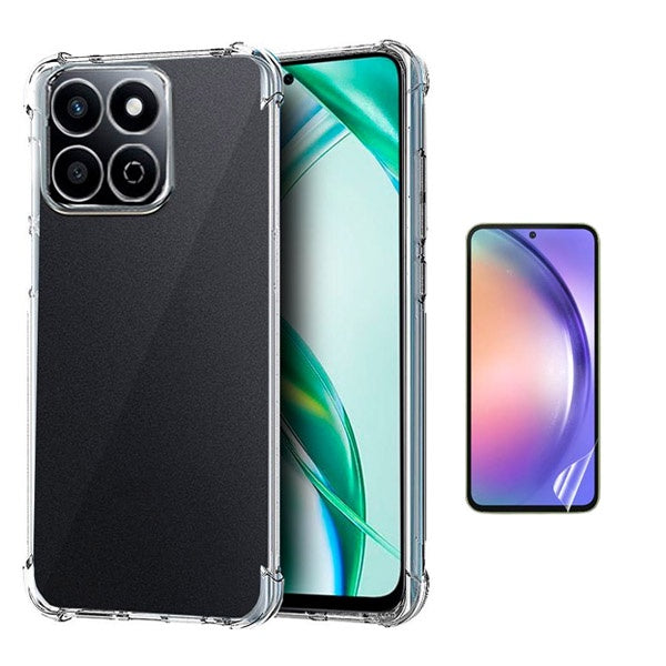 Kit Capa Traseira Super Proteção + Película de Hydrogel Frente Transparente Gift4Me Para Honor 200 Smart 5G - Transparente