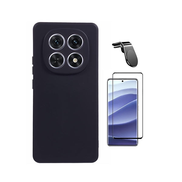 Kit Película de Vidro Temperado Gorilasglass Curvado + Capa Proteção Silicone + Suporte Magnético L GIFT4ME Para Xiaomi Redmi Note 15 5G - Preto