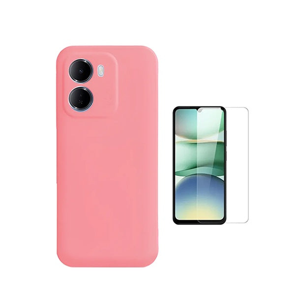 Kit Vidro Temperado Cleargorilasglass + Capa Proteção Silicone GIFT4ME Para Xiaomi Redmi 15a - Rosa