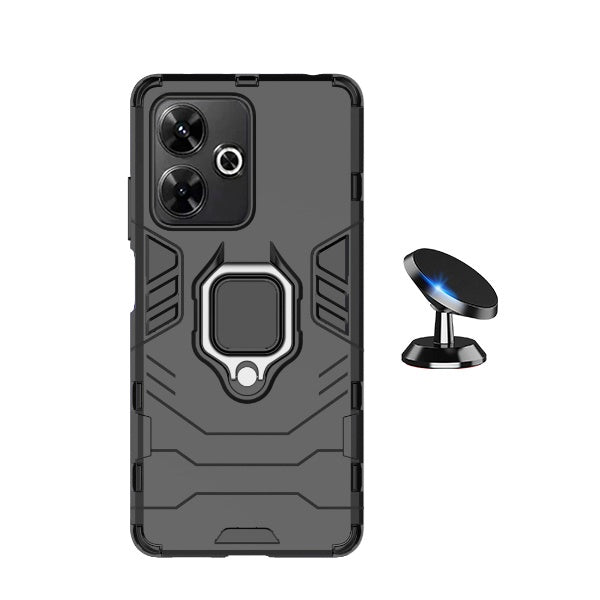 Kit Suporte Magnético + Capa de Proteção Militar Magnética GIFT4ME Compativel Com Xiaomi Redmi 13 - Preto