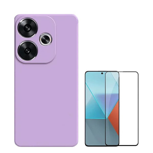 Kit Película de Vidro Temperado Gorilasglass + Capa Proteção Traseira Silicone GIFT4ME Compativel Com Xiaomi Poco F6 - Roxo