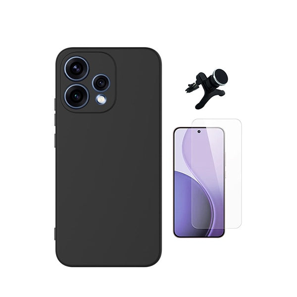 Kit Vidro Temperado Cleargorilasglass + Capa Proteção Silicone +  Suporte Reforçado de Carro GIFT4ME Para Oppo Reno15 - Preto