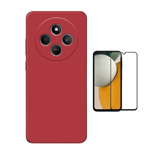 Kit Película de Vidro Temperado Gorilasglass + Capa Proteção Silicone Gift4Me Para Xiaomi Redmi A4 - Vermelha