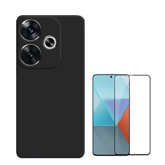 Kit Película de Vidro Temperado Gorilasglass + Capa Proteção Traseira Silicone GIFT4ME Compativel Com Xiaomi Poco F6 - Preto