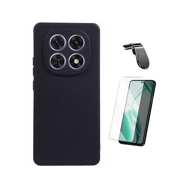 Kit Vidro Temperado Cleargorilasglass + Capa Proteção Silicone + Suporte Magnético L GIFT4ME Para Xiaomi Redmi Note 15 5G - Preto