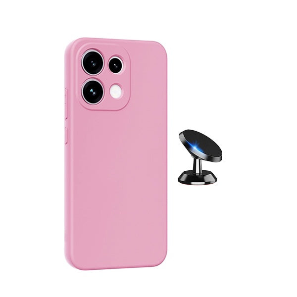 Kit Suporte Magnético + Capa Proteção Silicone GIFT4ME Para Oppo Reno16 FS 5G - Rosa