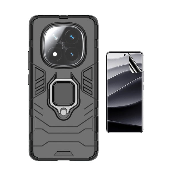 Kit Película Protectora de Hydrogel Frente + Capa de Proteção Militar Magnética Gift4Me Para Xiaomi Redmi Note 14 Pro + Plus - Preto