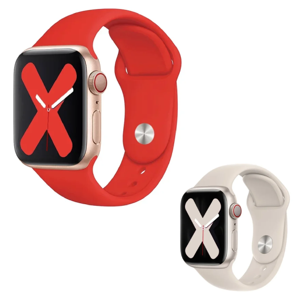 Kit 2x Bracelete Silicone para Apple Watch Ultra 3 - Vermelho / Creme