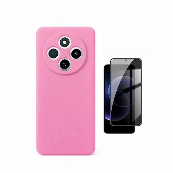 Kit Película de Vidro Temperado Privacidade + Capa Proteção Silicone GIFT4ME Para Xiaomi Redmi 17C 4G - Rosa