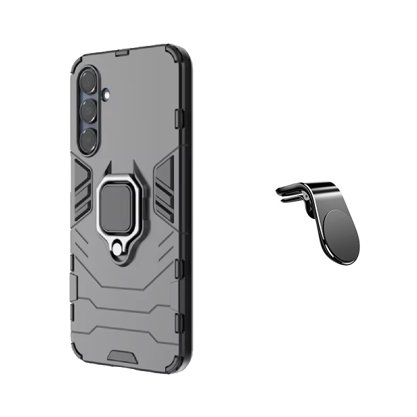 Kit Suporte de Carro Magnético L + Capa de Proteção Militar Magnética GIFT4ME Para Samsung Galaxy A26 - Preto