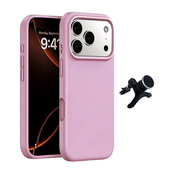 Kit Suporte Magnético Com Pernas + Capa Proteção Silicone GIFT4ME Para Apple iPhone 17 Pro - Rosa
