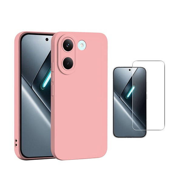 Kit Vidro Temperado Cleargorilasglass + Capa Proteção Silicone GIFT4ME Para Xiaomi Poco X8 Pro - Rosa