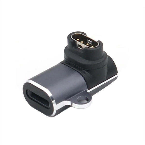 Adaptador de Carga 90° Type-IOS(F) to Garmin(M) GIFT4ME Compativel Com Garmin vivomove Style / 3 / 3S / Luxe - Cinza