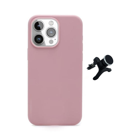 Kit Suporte Magnético Com Pernas + Capa Proteção Traseira Silicone GIFT4ME Compativel Com Apple iPhone 16 Pro - Rosa