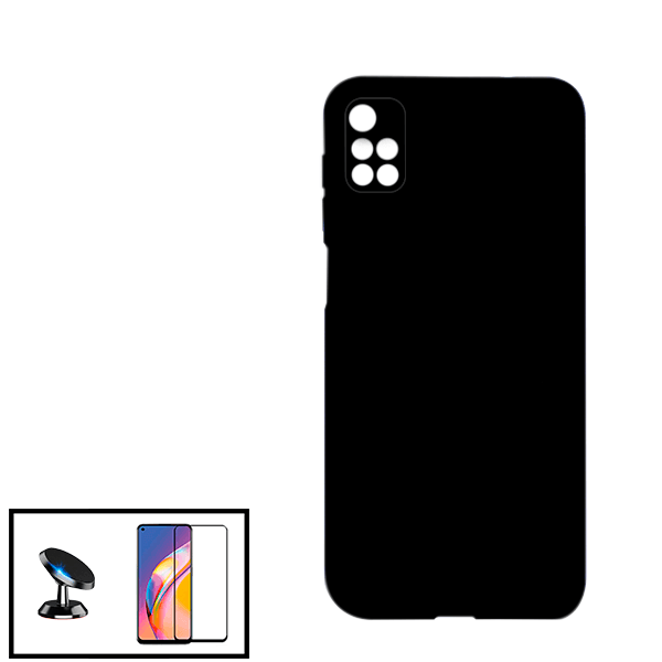 Kit Película de Vidro Temperado GorilasGlass + Capa Proteção Traseira Silicone + Suporte Magnético para Xiaomi Redmi Note 11 4G - Preto
