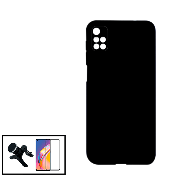 Kit Película de Vidro Temperado GorilasGlass + Capa Proteção Traseira Silicone + Suporte Magnético Com Pernas para Xiaomi Redmi Note 11 4G - Preto